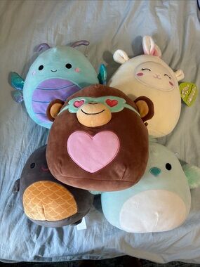 Bundle 5 Squishmallows Plushies 8-10" Stuffed Animlas Mixed Characters